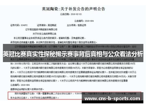 英冠比赛真实性探秘揭示赛事背后真相与公众看法分析